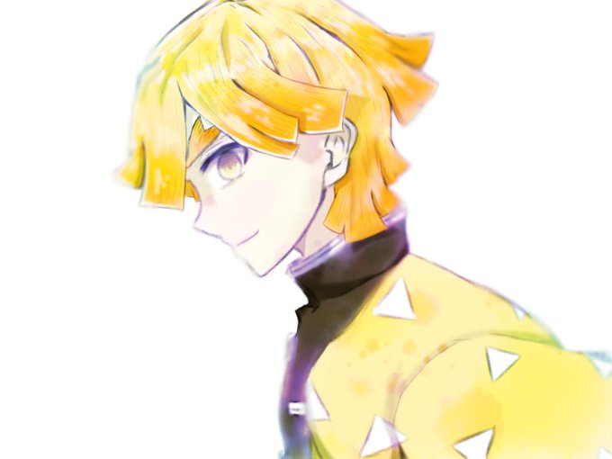 菊のもちこ@ガチャ運がこいさんがTwitterに投稿した我妻善逸(鬼滅の刃)のイラスト。