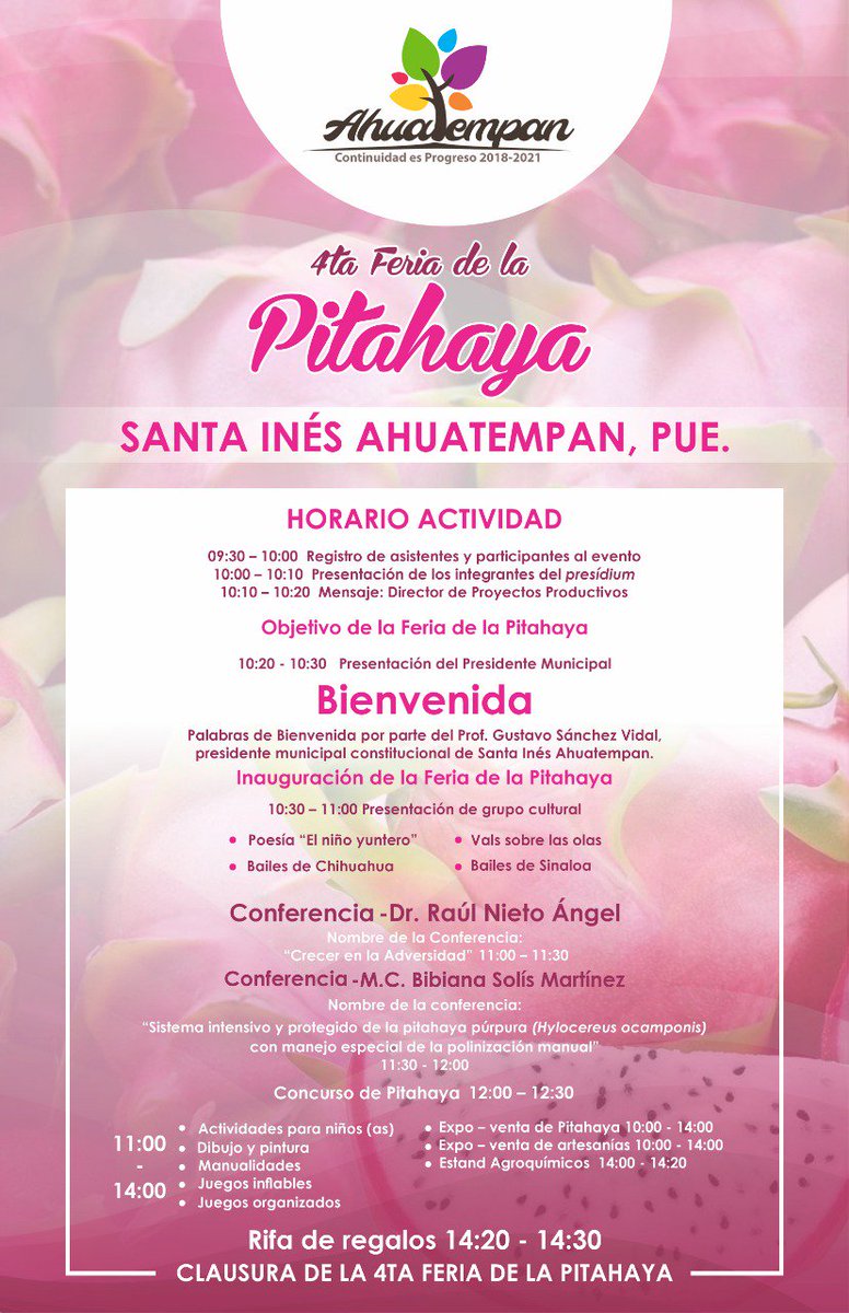 IsaacGDC's tweet photo. Cordialmente invitados a nuestra #4FeriaPitahayaAhuatempan, a realizarse éste sábado 17 de agosto en punto de las 10:00 am, ¡Los esperamos!

🙋🏽‍♂️🙋‍♀️❤️🌎

#ContinuidadesProgreso https://t.co/sDOnRhdQDl