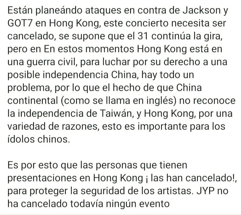 adris_zero's tweet photo. Por seguridad, Cancelen el concierto 🙏🙏
#JYPE_CancelGOT7HKConcerts https://t.co/lNkXtQCUiO