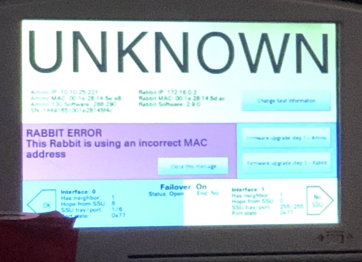 msallstr's tweet photo. A rabbit error seen on a Boeing 737-800 between Zanzibar and Dubai. @KevlinHenney https://t.co/zkV7mMF4J8