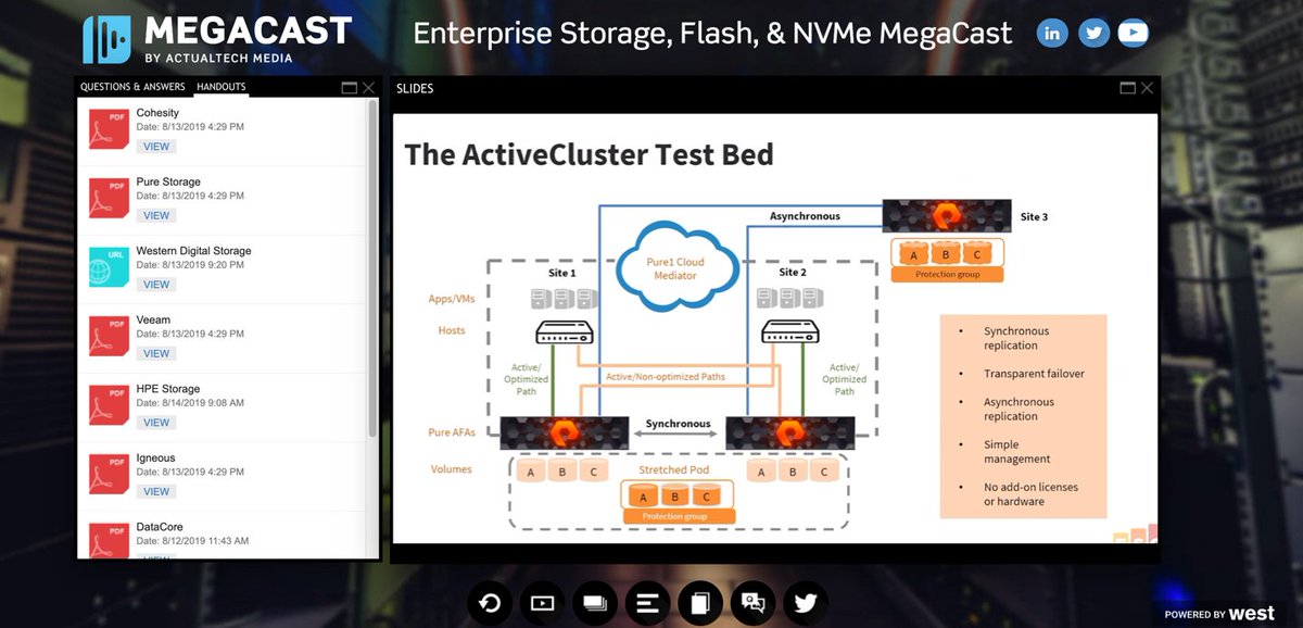 davidmdavis's tweet photo. Fascinating presentation by @PureStorage and ESG on Active Clustering on the #StorageMegaCast ! We had a ton of good questions! https://t.co/fWCJctUItP