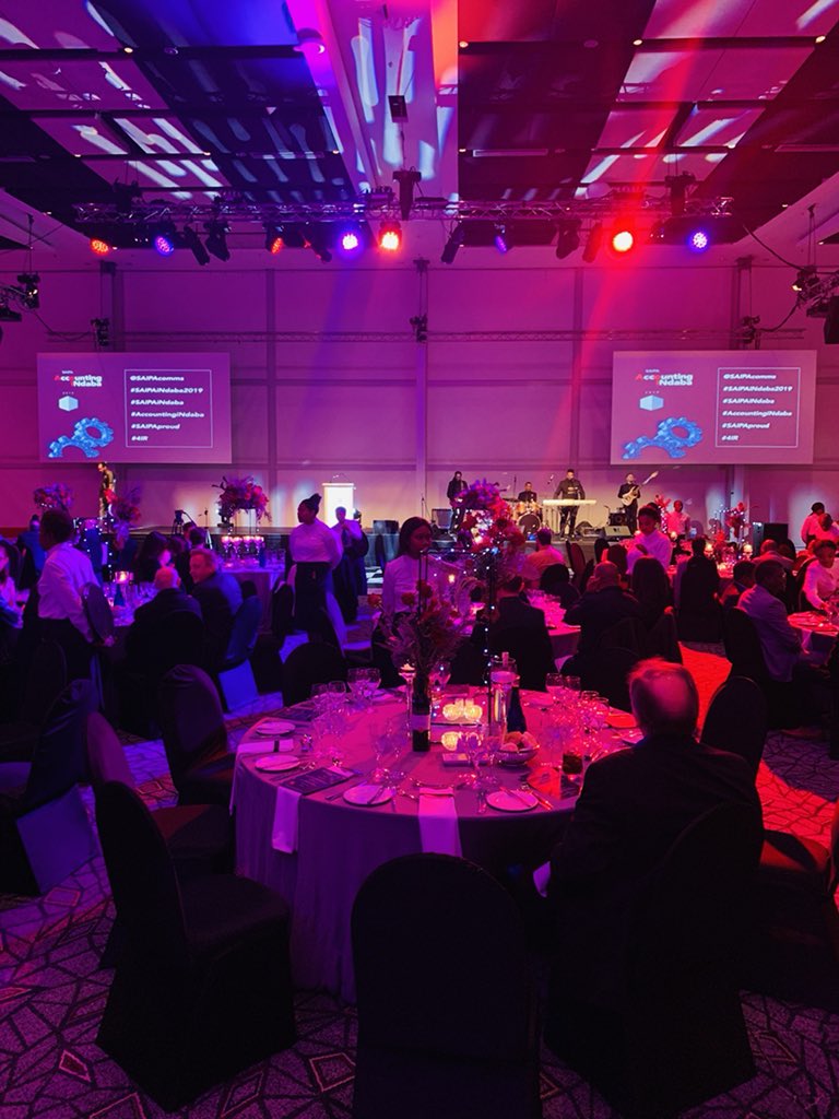 SAIPAcomms's tweet photo. Dinner is served! #SAIPAiNdaba2019 #AccountingiNdaba #SAIPAproud. Tonight we will be honoring top performers and #4IR-ready professionals. Proudly sponsored by: @Xero @DraftworxTeam @CWA_SA @AdaptITSA & Compensation Fund https://t.co/biud9weP0R