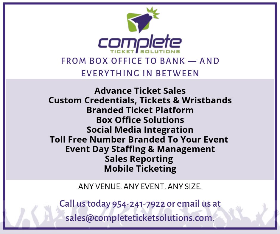 CTSBoxOffice's tweet image. Any Venue. Any Event. Any Size.
⠀
Call now to see what CTS can do for your next event! 🎟
⠀
#TicketingSimplified #CTSstaffs #customtickets #customwristbands #events #ticketoperations #gatemanagement