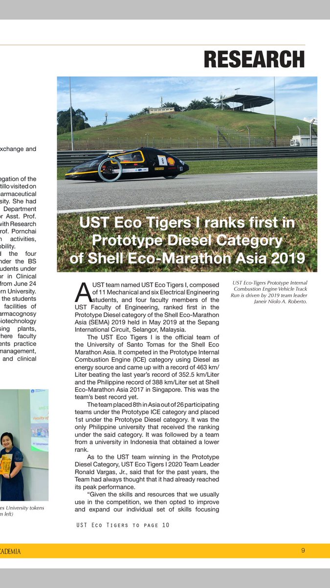 ust_ecotigers's tweet photo. ICYMI:

UST Eco Tigers featured in The Academia July issue.

#EcoTigers #shellecomarathon #ShellEcoMarathonAsia #SEMA2019

https://t.co/VApY5WUJiN https://t.co/CeXt2yLlRx