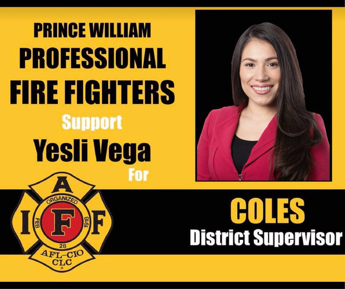 yestoyeslii's tweet photo. “We look forward to working with Ms. Vega to provide the citizens with the public safety they deserve. If you care for your family and loved one’s safety, VOTE VEGA!" #Local2598 #YesToYesli
#ColesDistrict
#PWCFD https://t.co/rdpzQCvanp