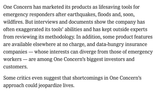 Another example of human decision-making behind #AI bias. Orgs that partner with startups must be more thorough, too #publichealth #disasterresponse nytimes.com/2019/08/09/us/… <a href="/oneconcerninc/">One Concern, Inc.</a> #WYSIATI