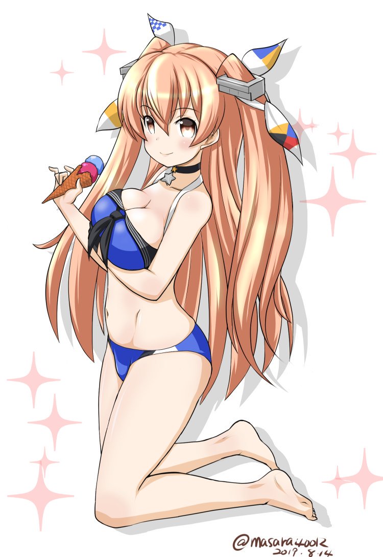 ジョンストン(艦これ) 「#艦隊これくしょん  #艦これ
#Johnston  #ジョンストン
残暑お見舞」|マサラ@Trident660のイラスト