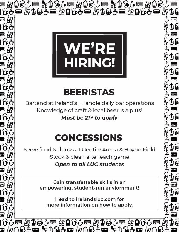 Attention Loyola students: we're hiring! 💸 Gain firsthand business experience in an empowering, student-run environment. Apply now at irelandsluc.com!