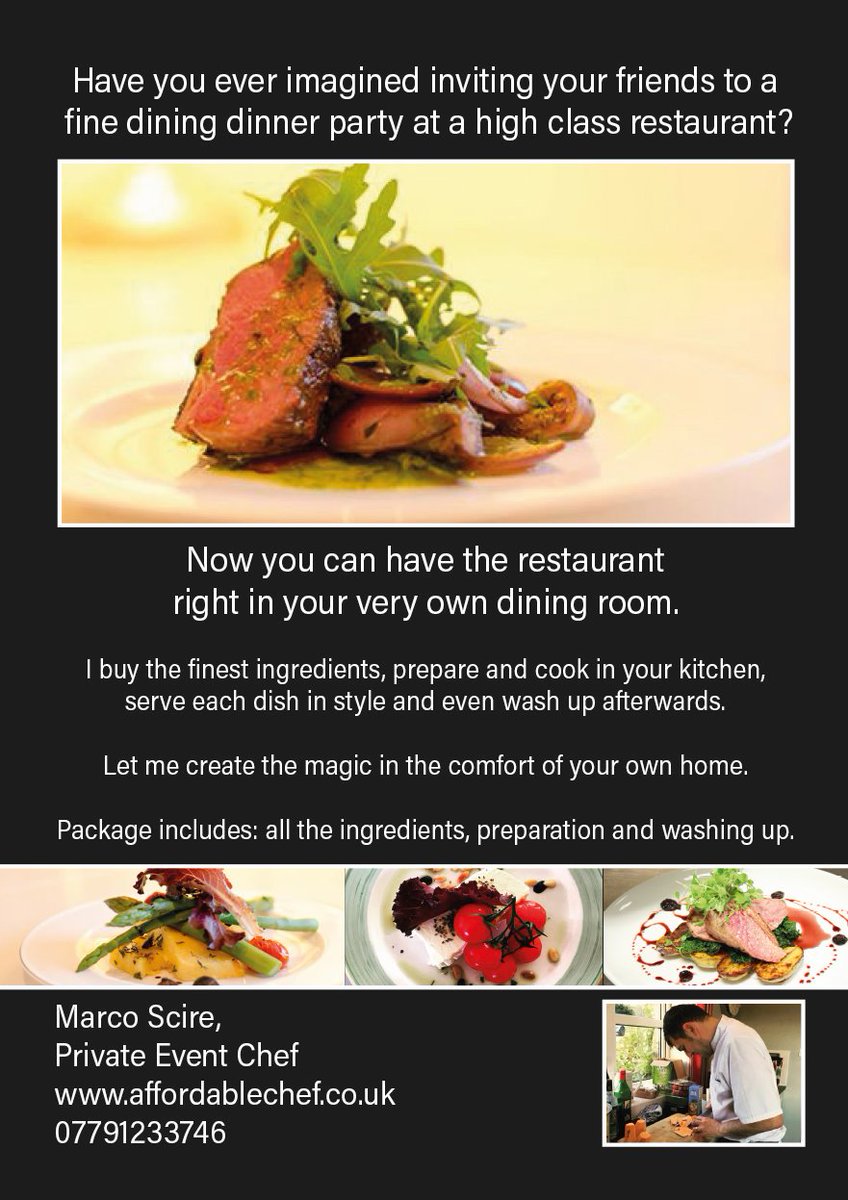 MarcoScire_Chef's tweet photo. If you would like to treat someone to their own evening with a personal chef cooking for them at home, you can now buy a gift voucher https://t.co/VyUA2oCfjI