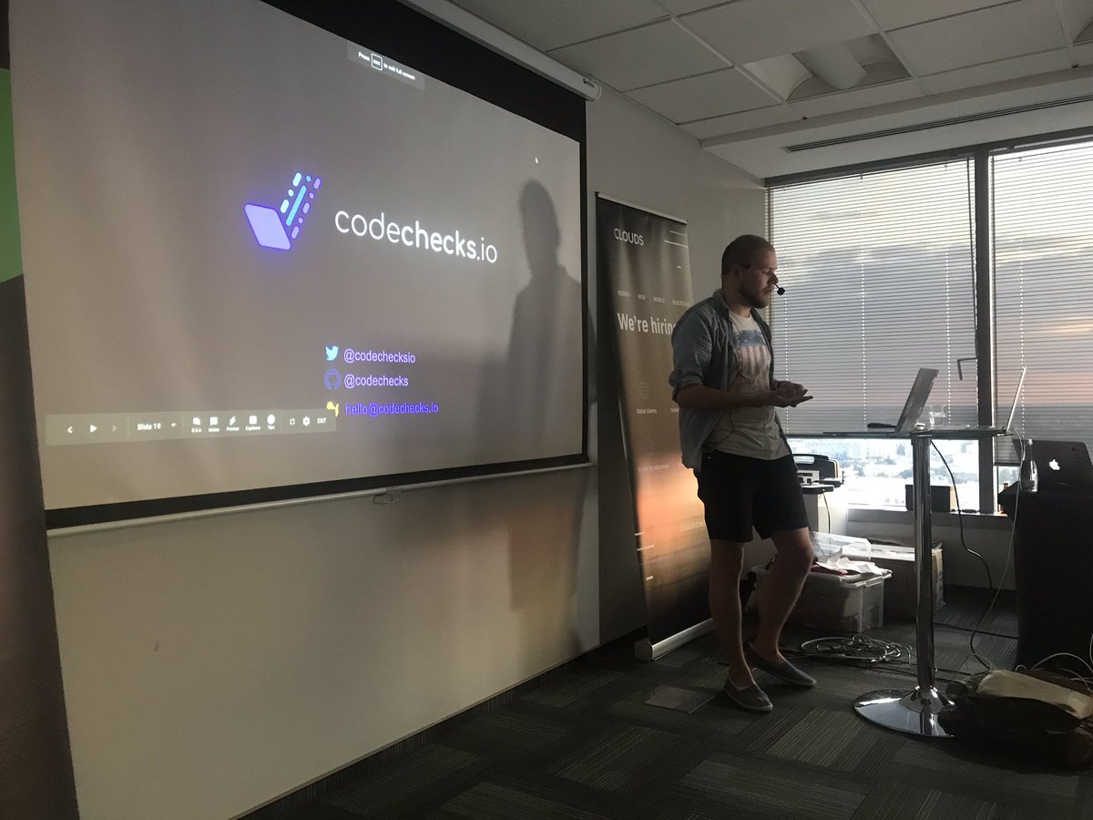 warsawjs's tweet photo. If you want to know more on the applications of #codechecks you can learn right now from Krzysztofon our live streaming! https://t.co/Z4Lx0c9vi5 https://t.co/Md2rTxFC7b
