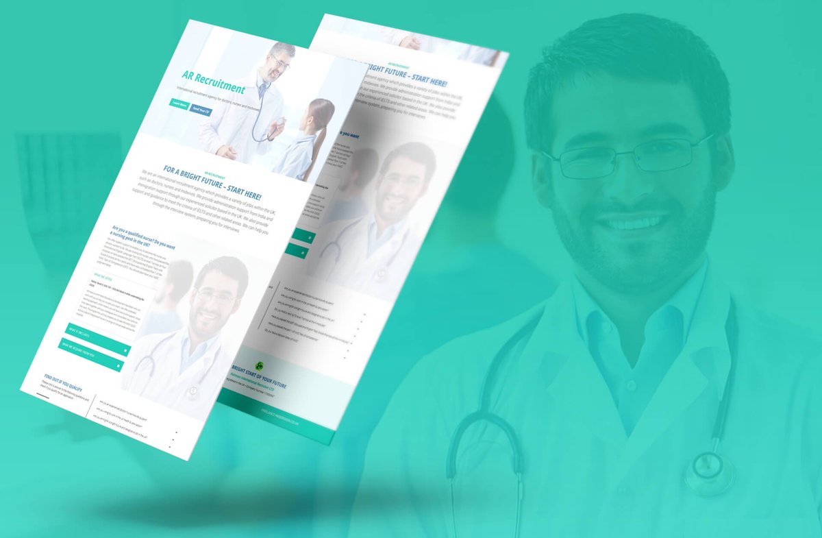 FreelancerMCR's tweet photo. Sometimes all you need is a one page website! Another website 🚀, another 😄 client! #freelancewebdesigner #medicine #doctorwebsite #healthwebsite #recruitment #webdesign #onepagewebsite #manchester #website #medic #doctor #cleandesign #webdesignmanchester https://t.co/atYnW569aB https://t.co/Vn3zAWLRdF