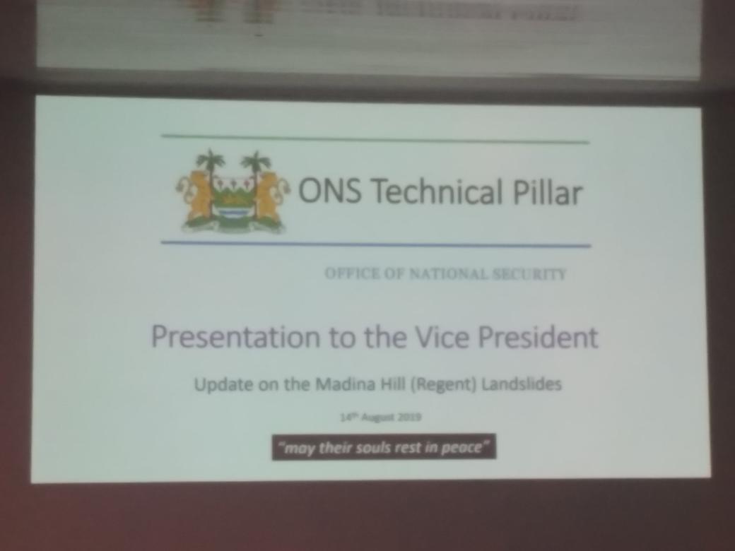 kayebunt's tweet photo. In #Commemoration of the #Regent14August2017Landslide a presentation was made to the #Presidency via the office of the #VicePresident on the #Observations #Actions #Recommendations undertaken by #SLIG and other #Stakeholders
#UNOPS #TYB #EPASL #FERP #RSLAF
#ONSTechnicalPillar https://t.co/U8NLz7LEmP