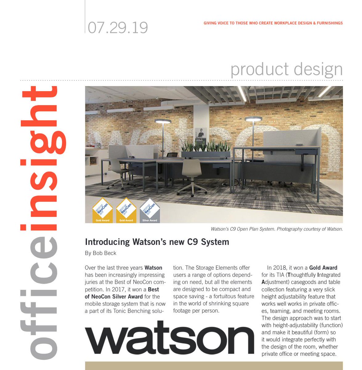 WatsonFG's tweet image. Thanks @officeinsight for this in-depth report! "So after going from Silver in 2017 to Gold in 2018, What’s a design team to do for 2019? Enter C9..." bit.ly/2Z2hnTc #neoconwinner #moderndesk #c9