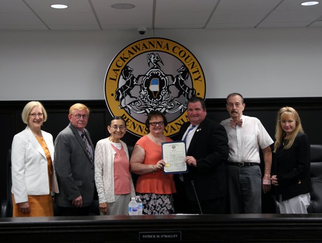 The #LackawannaCounty Commissioners recognized the 145th anniversary of the Carbondale Public Library with a proclamation.