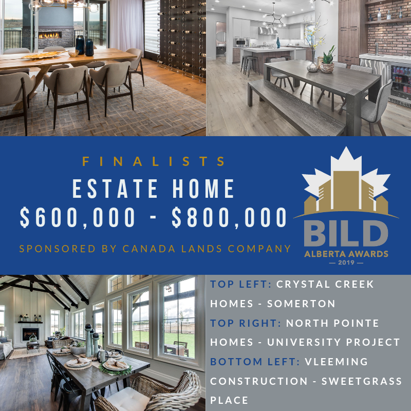 BILDAlberta's tweet photo. There are some great finalists in the Estate Home $600,000-$800,000 category, sponsored by @canadalands 

#BILDCelebrates @CrystalCreekYYC @NorthPointeHome &amp; Vleeming Construction https://t.co/6Xm5Gq41DW