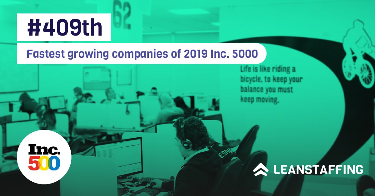 leansolutionsg's tweet photo. Lean Staffing Solutions has placed #409th on the Inc. Magazine's Inc. 5000 List of fastest growing companies for 2019. Through hard work and dedication from all of our employees and partners we have achieved this great award! #Inc5000 https://t.co/IAeLeEud96
