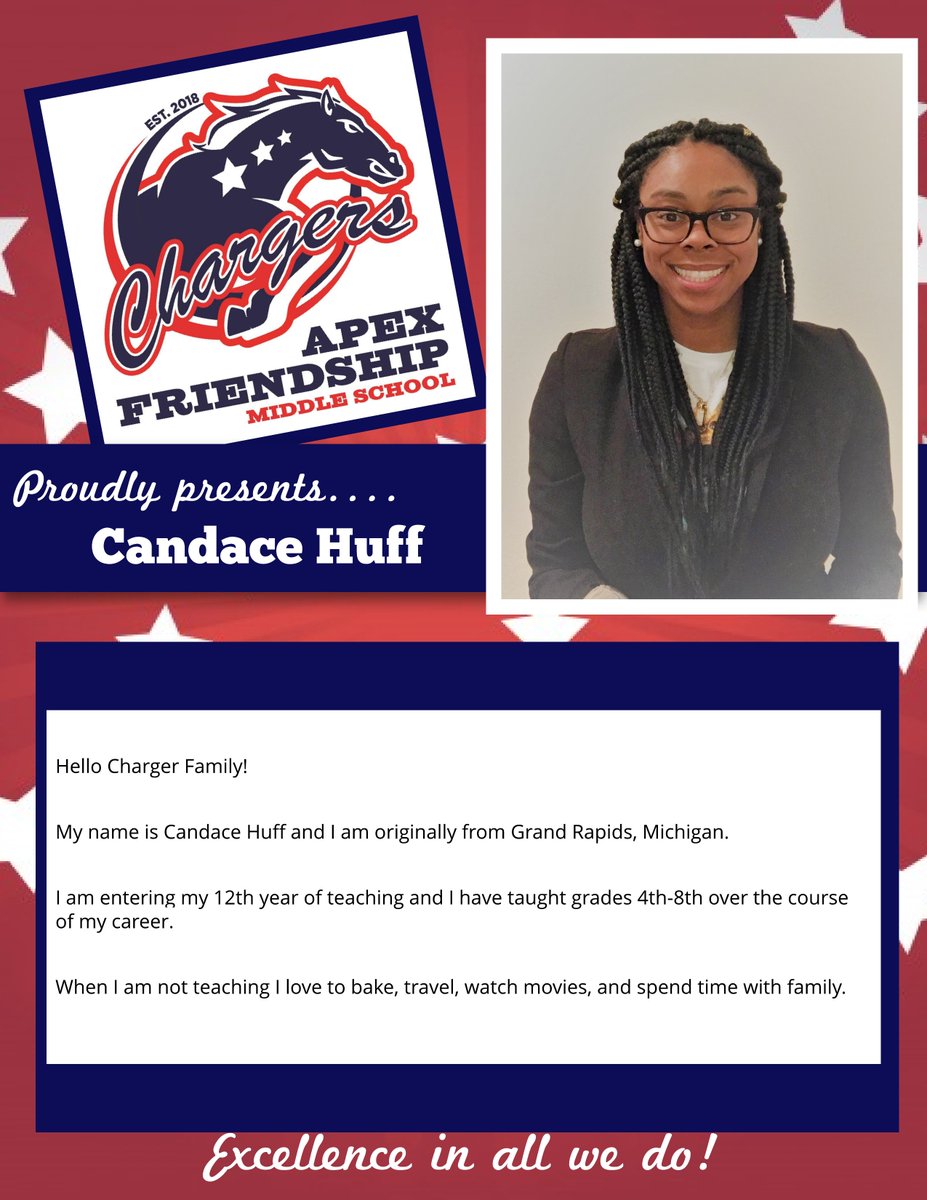 AFMSChargers's tweet image. Welcome to the Charger Family Candace Huff! #creatingourcavalry #AFMSstaff