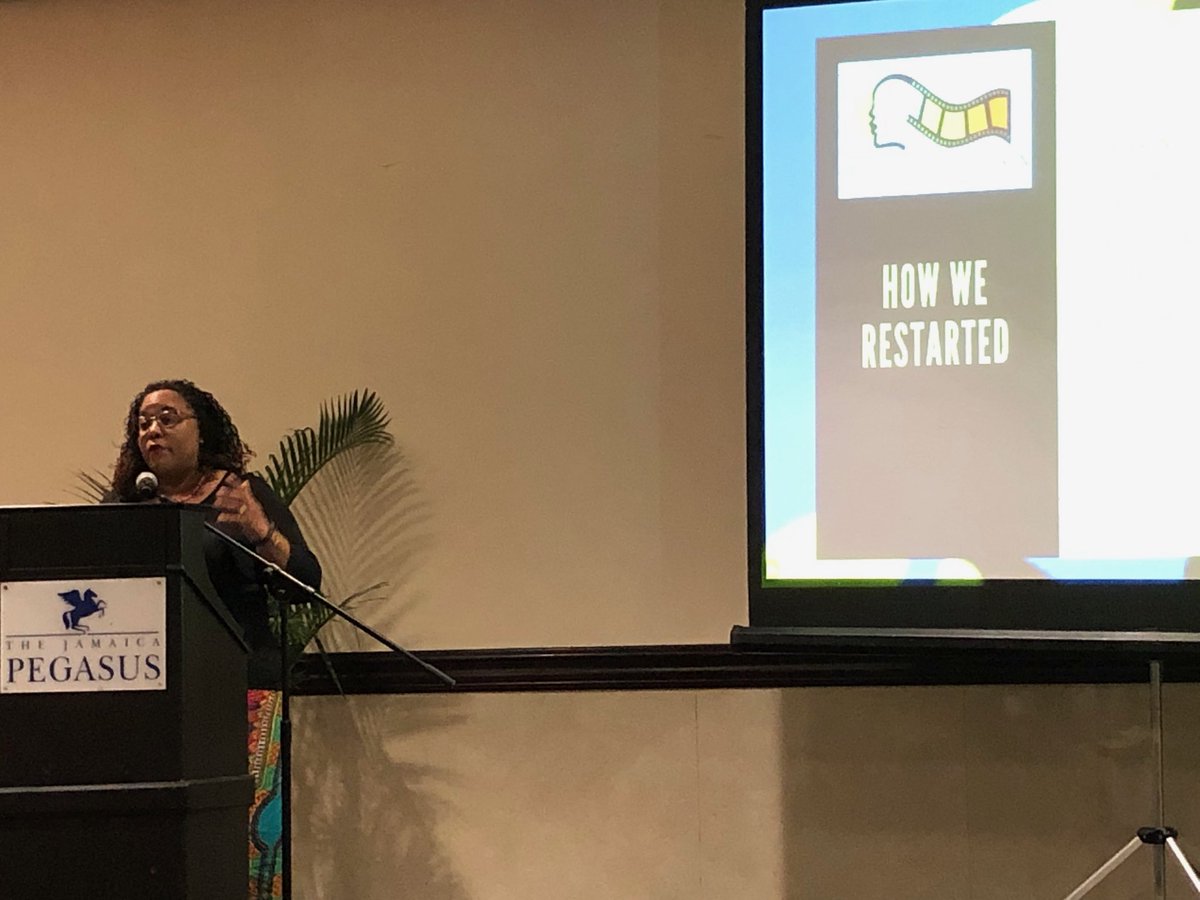 JustineHenzell's tweet photo. Re-convenor @debhickG speaking of the power of “coming together” #wiftja #film #Jamaica https://t.co/AyrhrZf9VW