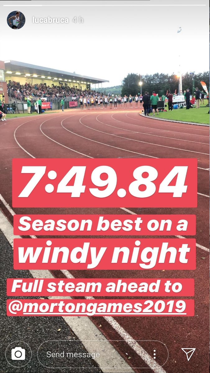 .@lucabruca goes 7:49.84 for 3000m in Cork, Ireland! Next up.... 5000m in Dublin! 🇮🇪 #bcep