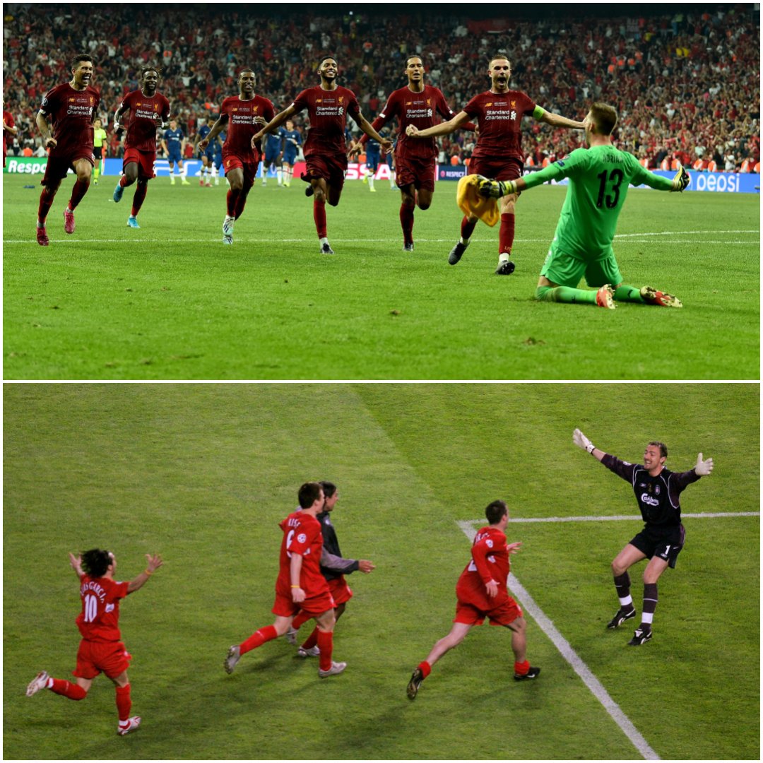 ChampionsLeague's tweet photo. 🙌 Liverpool shoot-out heroes

2⃣0⃣1⃣9⃣ Adrián
2⃣0⃣0⃣5⃣ Dudek

#SuperCup https://t.co/k2fRCZKFx1