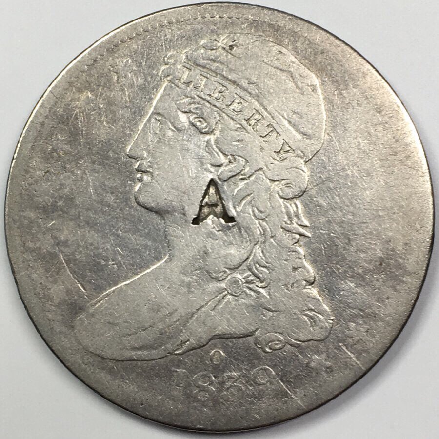 OldPuebloCoin's tweet photo. The 1839-O Capped Bust Half Dollar in a key date in the series with a mintage of only 116,000.
This example has an “A” counterstamp on the obverse.
#coins
#counterstamp https://t.co/mTM33UZLY2