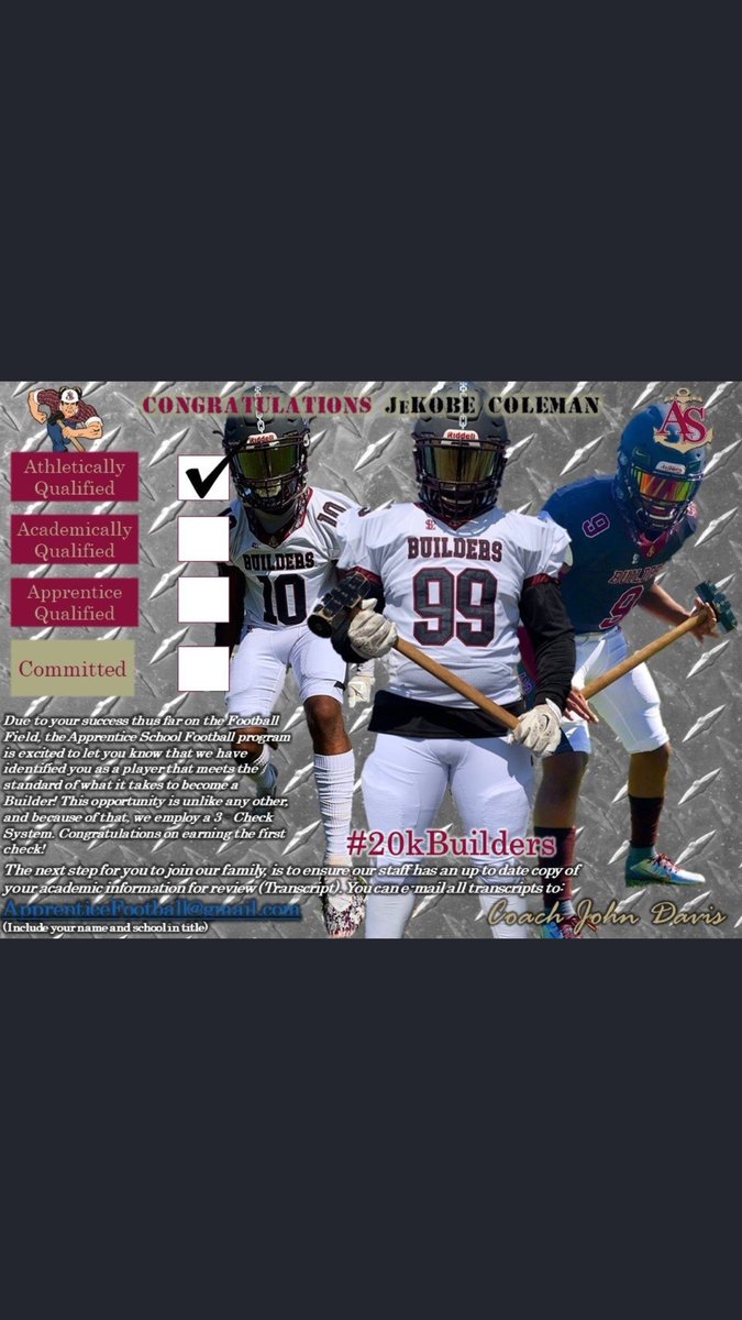 JeKobeColeman's tweet photo. Blessed to receive my 1st #ASCheck from the Apprentice School. Excited to explore my potential six figure future as a #20KBuilder #ChaseACheck 
@ApprenticeHFC @CoachStikes @nickcoachd42 @FCHSTigers @FayetteSports https://t.co/UA7dlx5scx