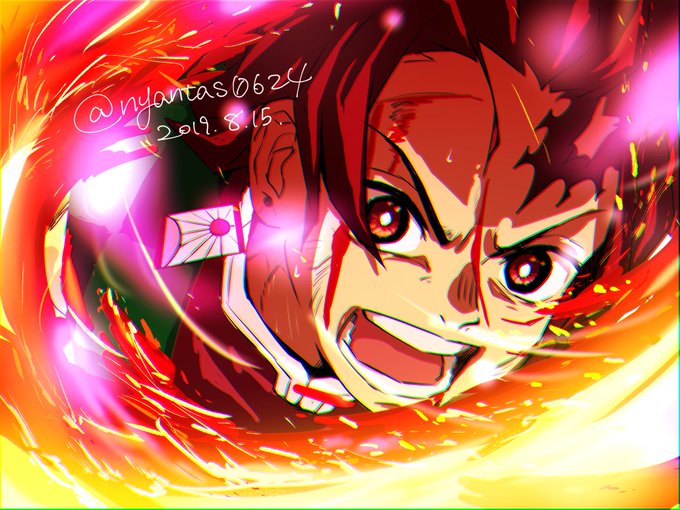 にゃんたさんがTwitterに投稿した竈門炭治郎(鬼滅の刃)のイラスト。