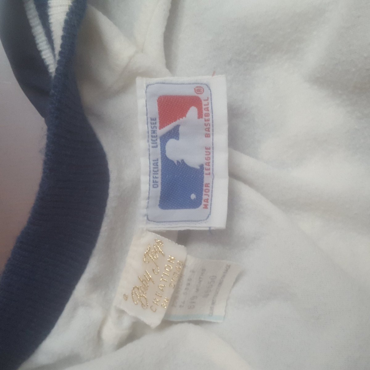 chip_tashjian's tweet photo. Look at what I found...this jacket is 39yrs old. Size 6-9 months. #mlb #yankees #fresh #bornafan #official https://t.co/qNLrja3fWS