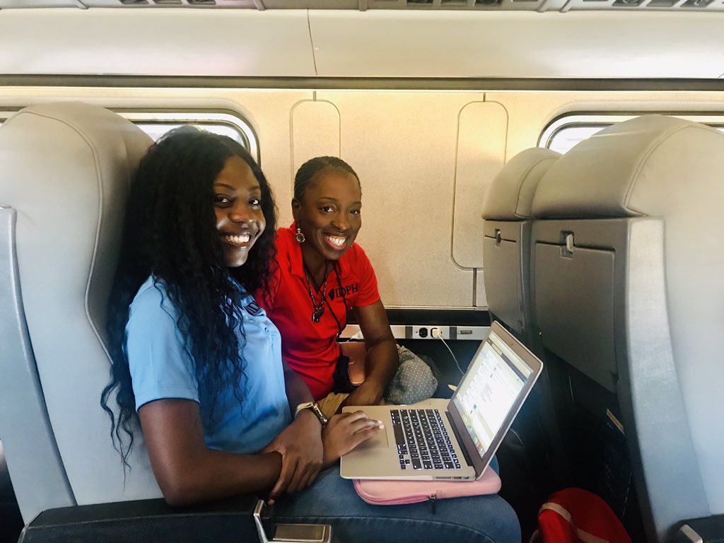 After a long hot day at the #ILStateFair - ran into these TWO on the train,  Ngozi and Olu <a href="/IDPH/">IDPH | Illinois Department of Public Health</a> still working till the end for the good people of #Illinois