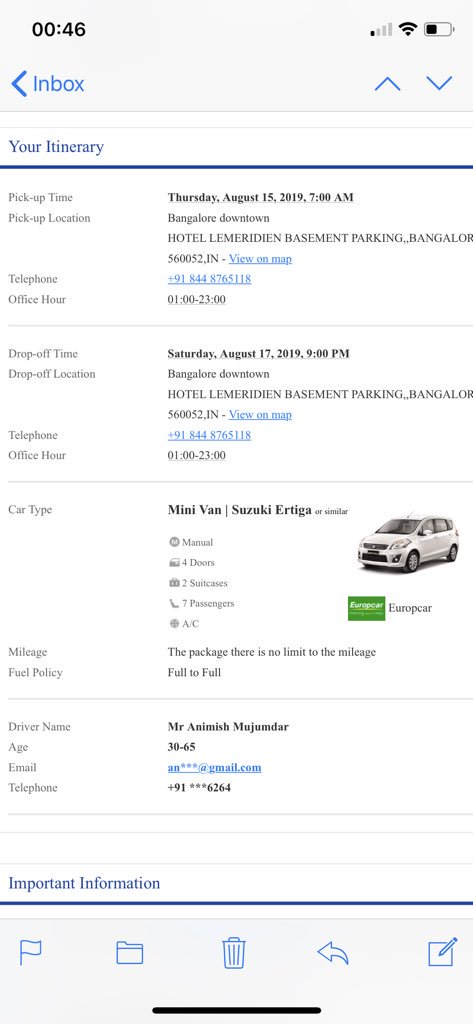 animish_m's tweet photo. @Europcar Attached is screenshot of the confirmation https://t.co/6IVQercWqI