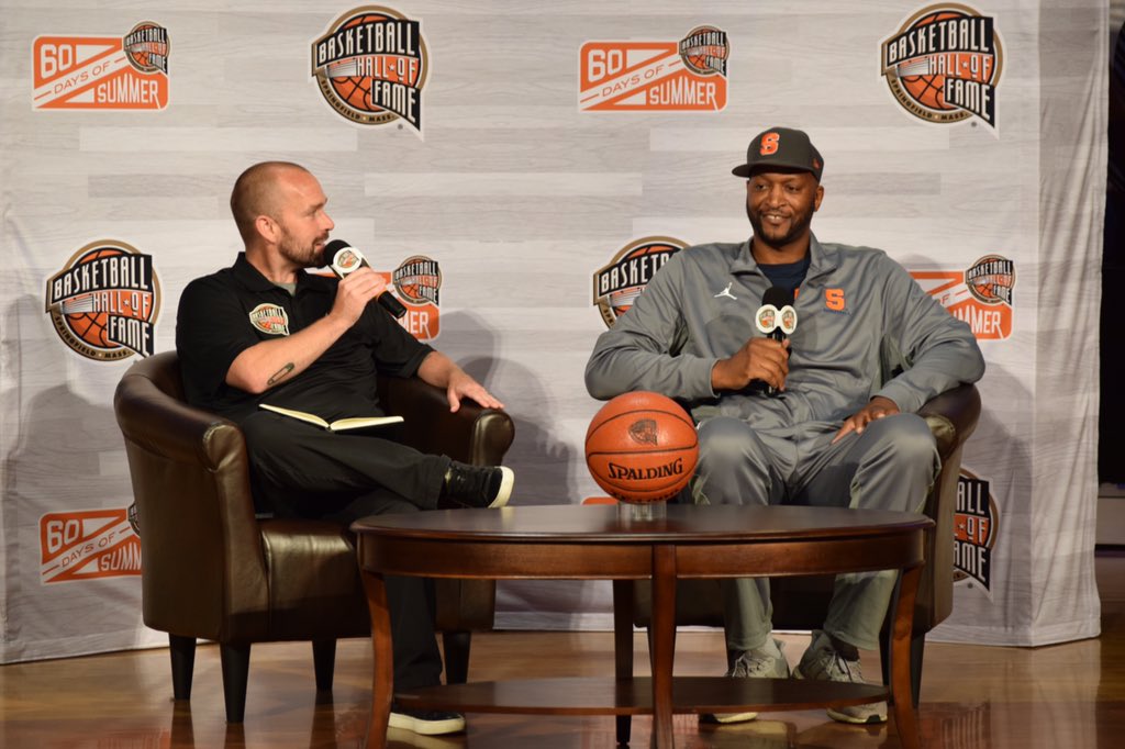 KBinTheKC's tweet photo. @Cuse_MBB legend and @nyknicks icon John Wallace stopped by @HoopHall Center Court and shared some time with me today.
As a 90s @Cuse kid, myself, I found this to be a special appearance. Can’t wait to get to the Hill this winter for his jersey retirement ceremony.
#Always44 https://t.co/CoSy7SzX4N