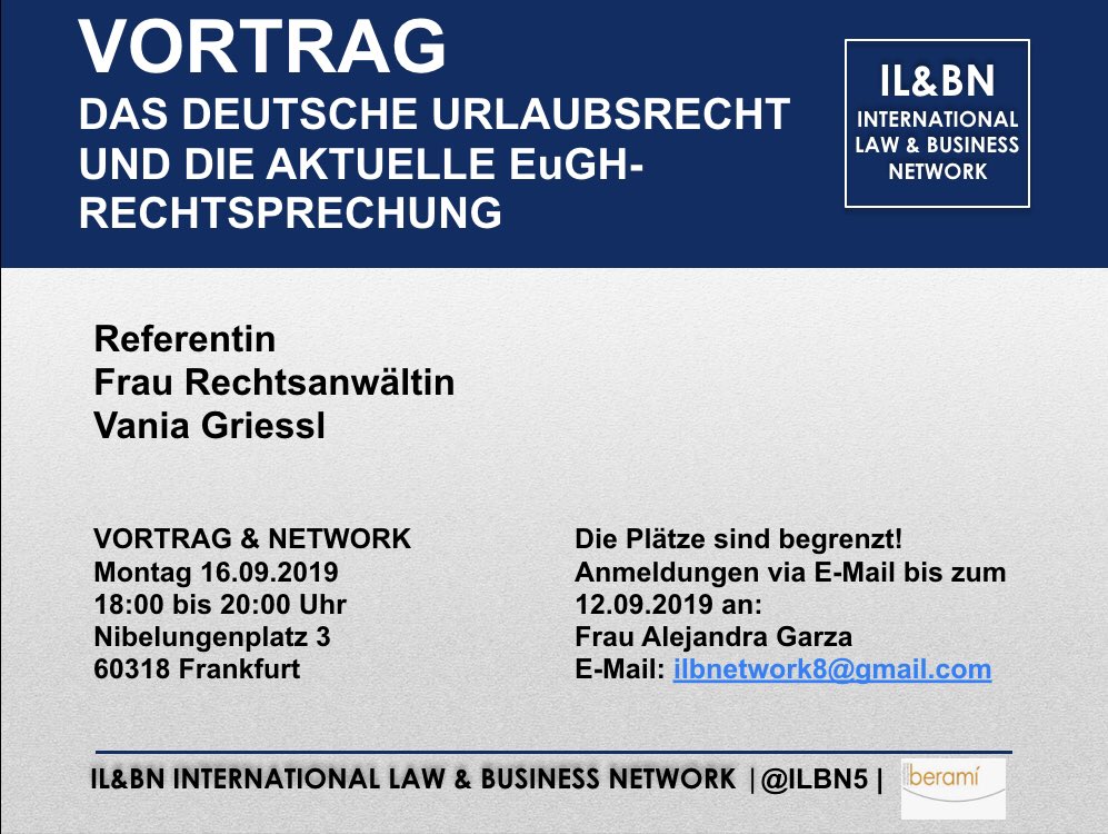 ILBN5's tweet photo. Wir sind wieder da!
Wir wollen Sie herzlich Einladen zu unserem IL&amp;BN (International Law &amp; Business Network) Stammtisch am Montag den 16.09.2019 um 18.00Uhr. Für weitere Details finden Sie unter: ilbnetwork8@gmail.com https://t.co/ewOZgG3pJj