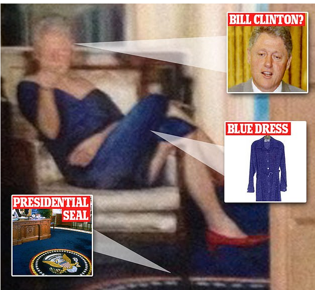 Gross! Epstein had a picture of Bill Clinton in Monica Lewinsky's blue dress