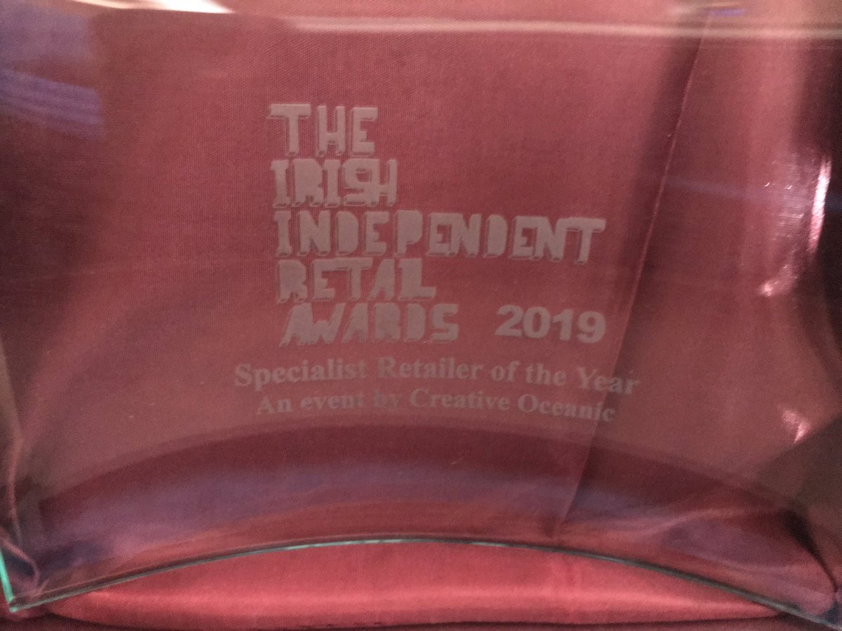 Didn’t we just go and win best of the best in Ireland #SpecialtyRetailOfTheYeat #IrishIndependentRetailAwards2019 #Winners #Delighted #TeamEffort