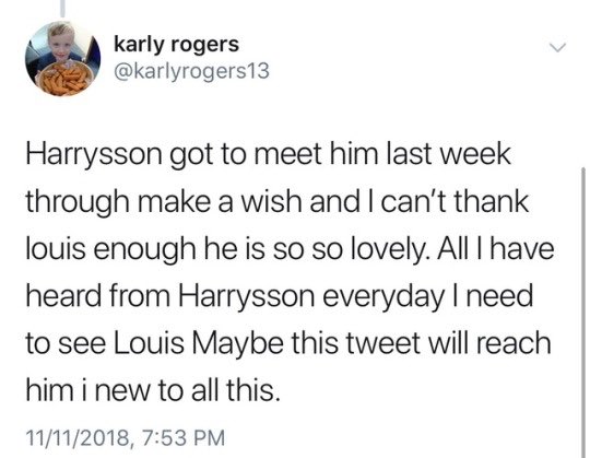 louis spent time with harrysson at x factor through make a wish, harrysson has endured 20 operations while his doctors search for a cause for his condition, which affects his bladder and kidneys.