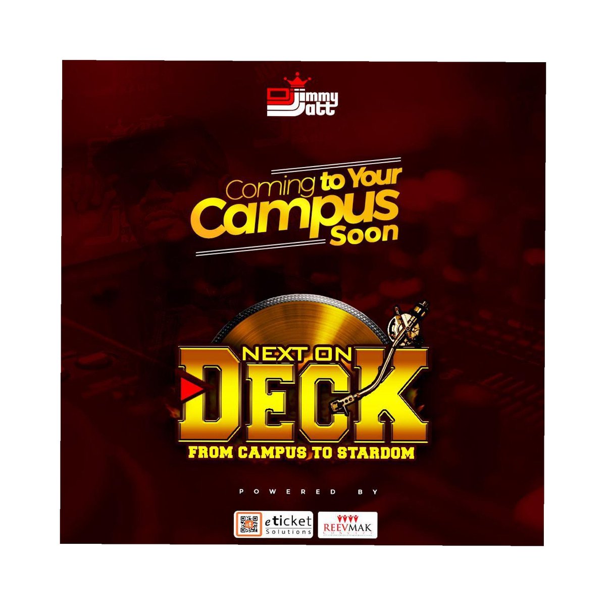 theomoniyii's tweet photo. If you want @djJimmyjatt and other favorite celebrities to come to your Campus... you can now comment the name of your university in the comment section below 👇👇 let’s have fun 

#NextOnDeck #Eticketsolutions #ReevMakConcept https://t.co/OjefD6mxdP