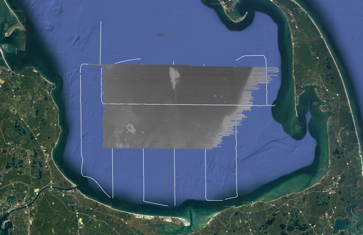 USGSCoastChange's tweet photo. #CapeCodBay2019 Leg I of the #CapeCodBay #seafloor #mapping cruise went great and is complete! Our researchers collected 2270-trackline kilometers of geophysical data and 320 km^2 of continuous bathy/backscatter. They're now in #Boston for a crew change. #USGS #science #fieldwork https://t.co/vgsLVuhnjf