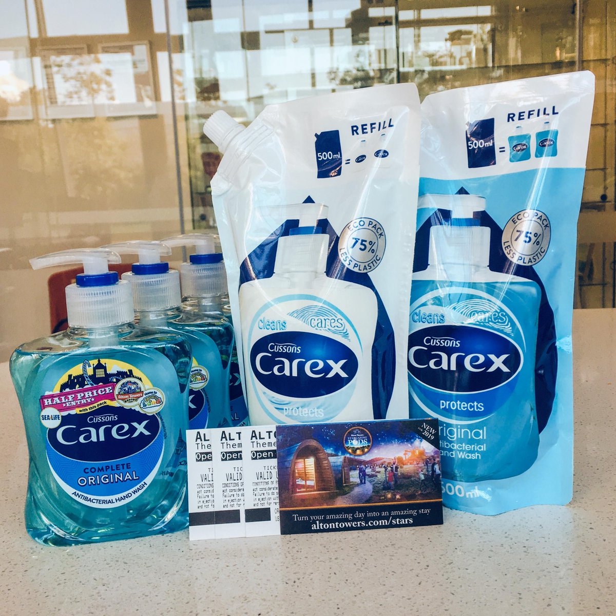 BoothsCountry's tweet photo. This #WinItWednesday we've teamed up with Carex to offer 4 free Alton Towers tickets &amp; a bundle of Carex goodies. To enter, tell us - what year did Alton Towers open? T&amp;C apply, closes 23.59 15.08.19  https://t.co/9yyY4cdnxn Find  #CarexDaysOut vouchers on packs now! https://t.co/OUgLatMdgx