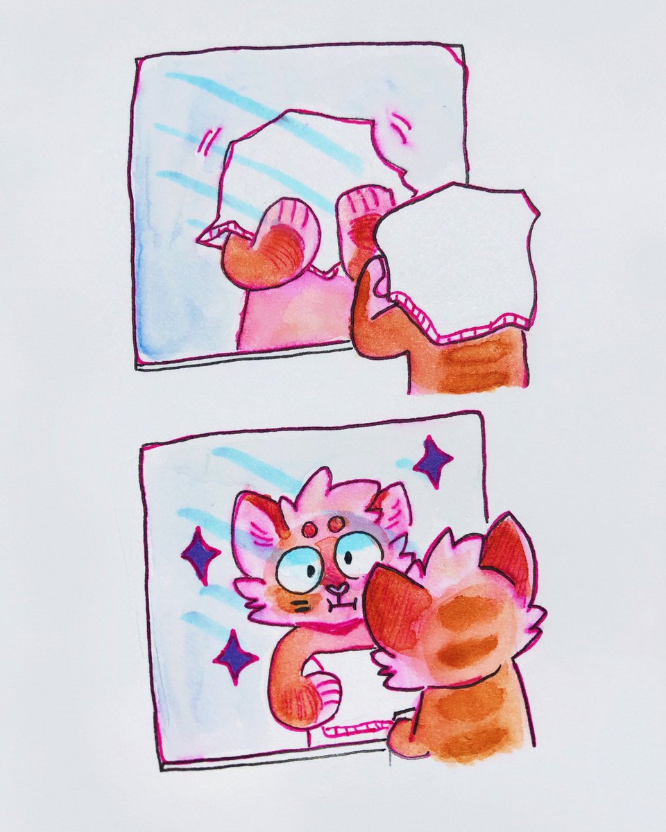 ScarfCatDraws's tweet photo. I may need to ease off the pink conditioner for a bit 😬 https://t.co/JKfMgE5Swq
