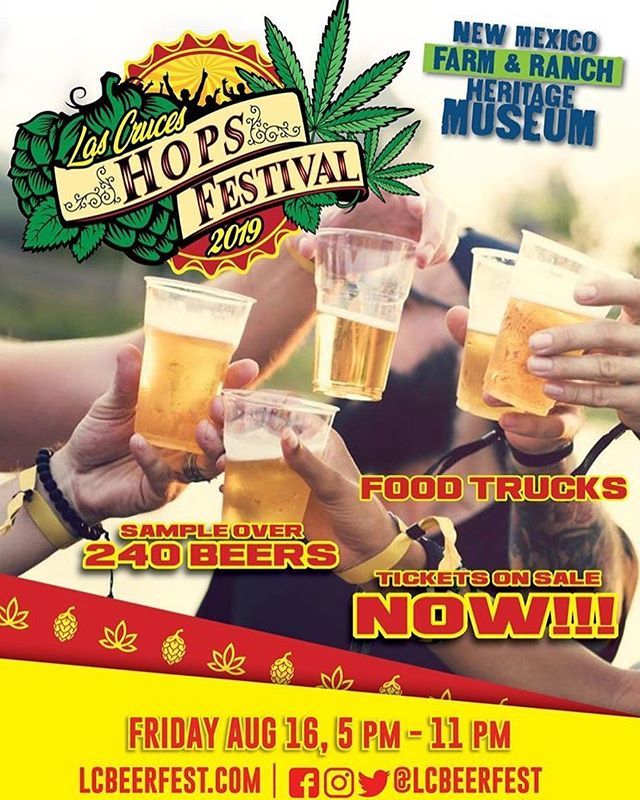 TTCFest's tweet image. This Friday the largest beer festival in southern New Mexico returns with 240 beers to sample from + local food trucks + music + DJs + vendors &amp;amp; more!!! 🍻🍻🍻 Hops festival will be at the Farm &amp;amp; Ranch Museum Friday August 16 from 5-11pm. 🔥🔥
.
.
.
Save $5 by grabbing ticket…