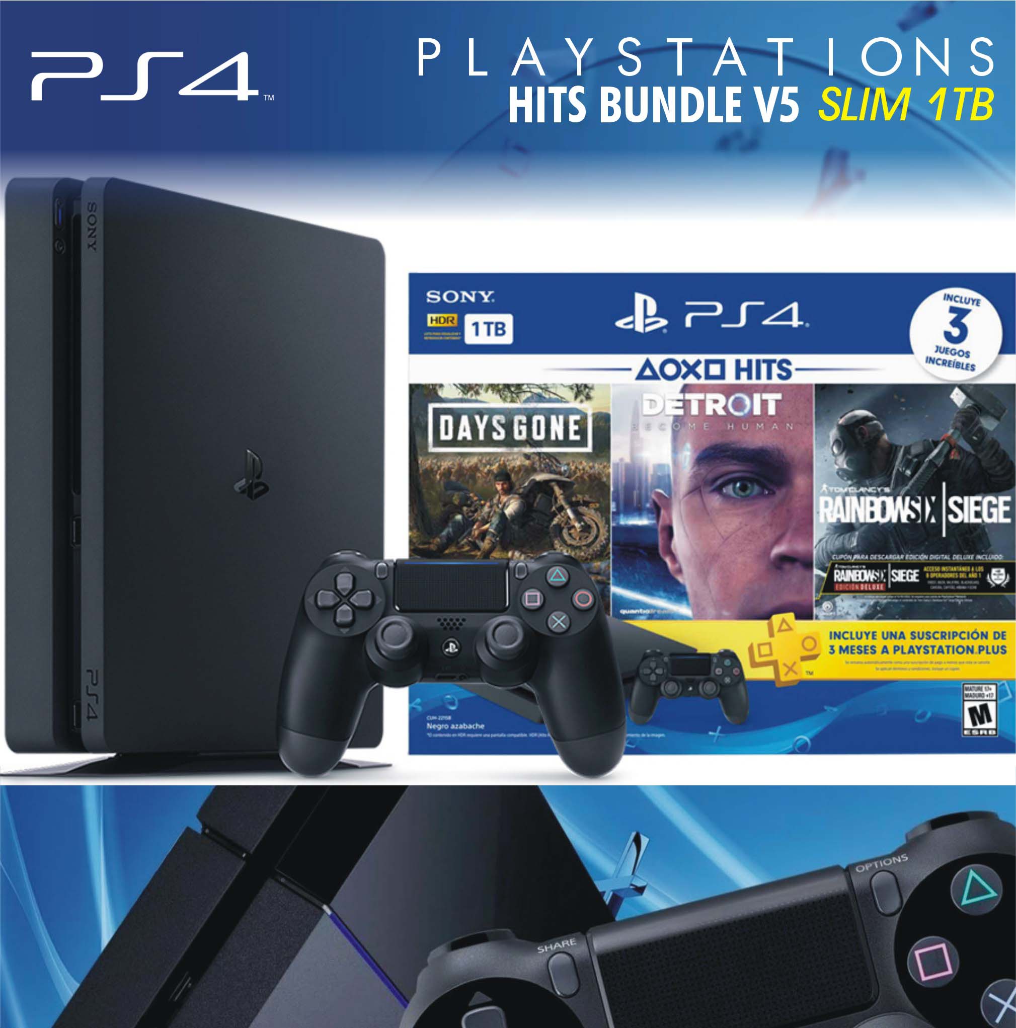 Console PlayStation 4 - Slim 1TB - Hits Bundle v3 