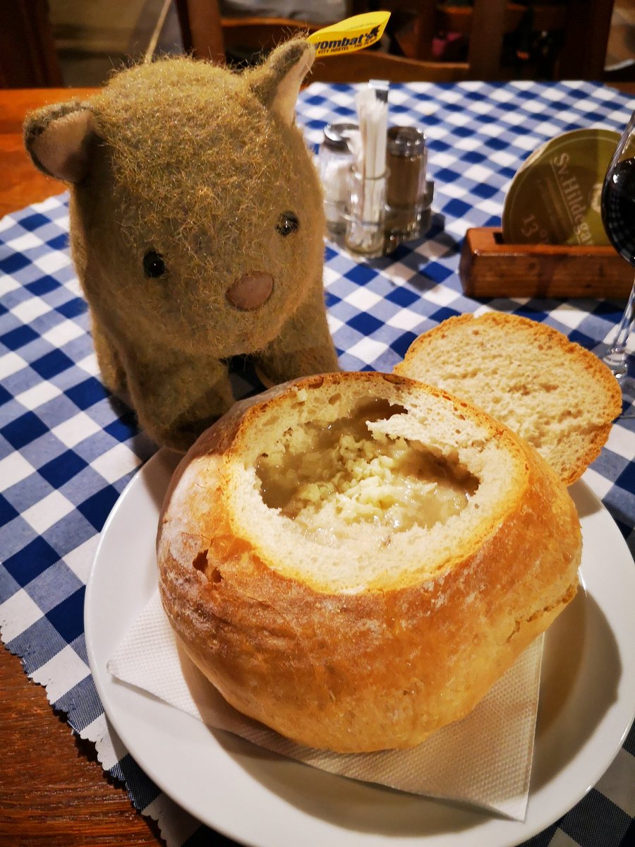 clairesturz's tweet photo. Time for another clue I think....
Garlic soup is a traditional dish here and it's AMAZING ๐๐
#WheresWagner #wombatstraveller #Europe https://t.co/M8WoYnt1PS