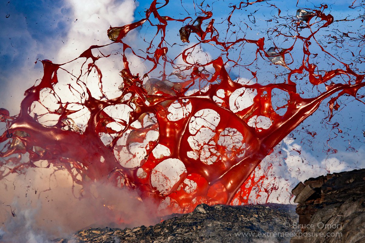 Q6 I captured these images of ocean-entry lava forming thin sheets of volcanic glass called Limu o Pele.  These lava bubbles are my favorite volcanic event to shoot, as their rarity make each so unique &amp; beautiful!  What’s your most unique image captured in our NPS? #ParkChat