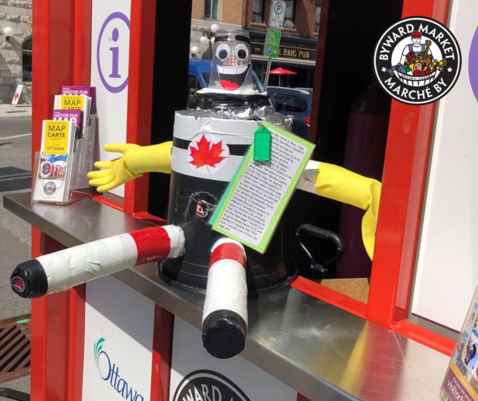 ByWardMarket_'s tweet photo. The #BucketBot showed up at our info kiosk today! Will you be the next person to help it tick off an item of its travel wish list? #ByWardMarket #MyOttawa https://t.co/V19MbUAlhx