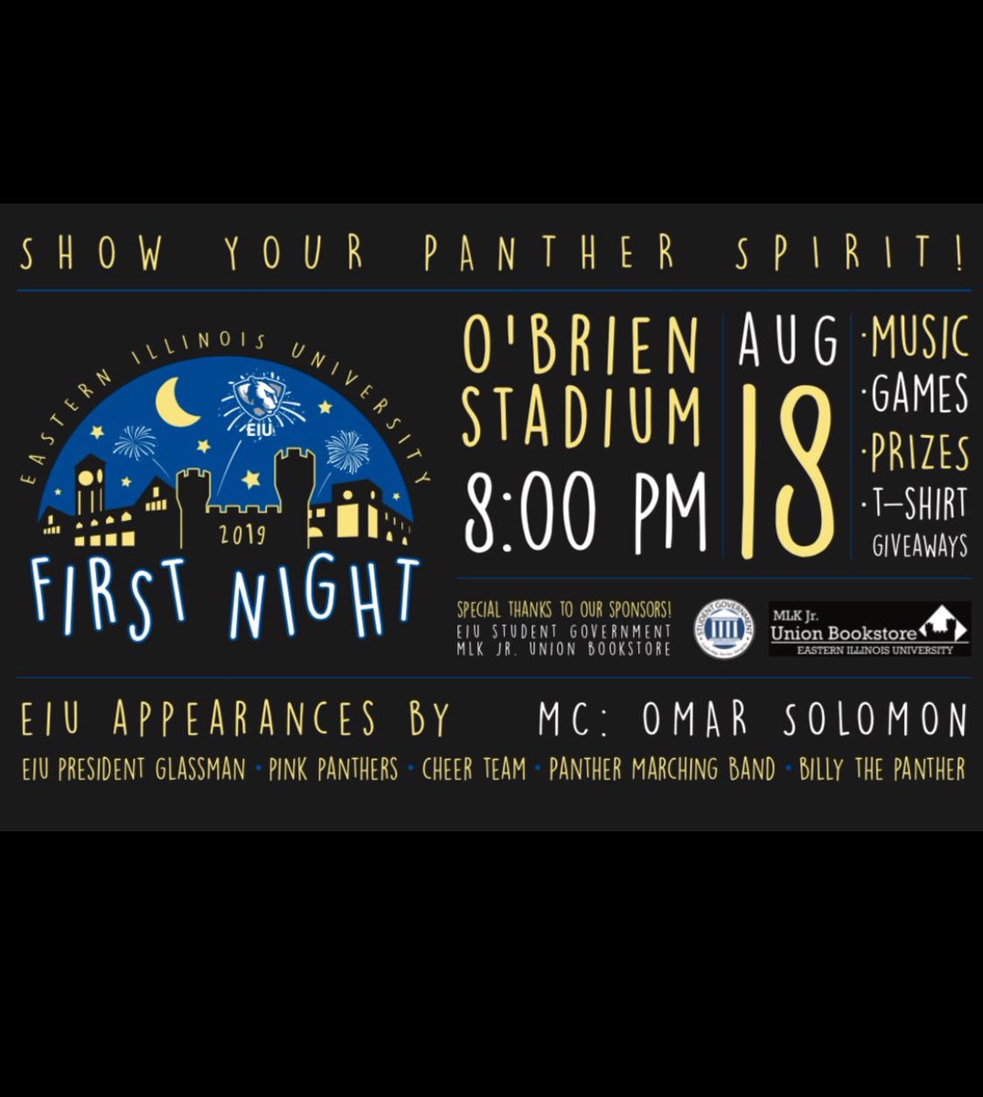 Come join us at First Night this Sunday to show your school spirit and kick off the school year with music, games, and prizes!!