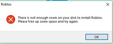 How do you say there is not enough room on your disk to instala Roblox please free up some space ando try again in Spanish (Chile)?