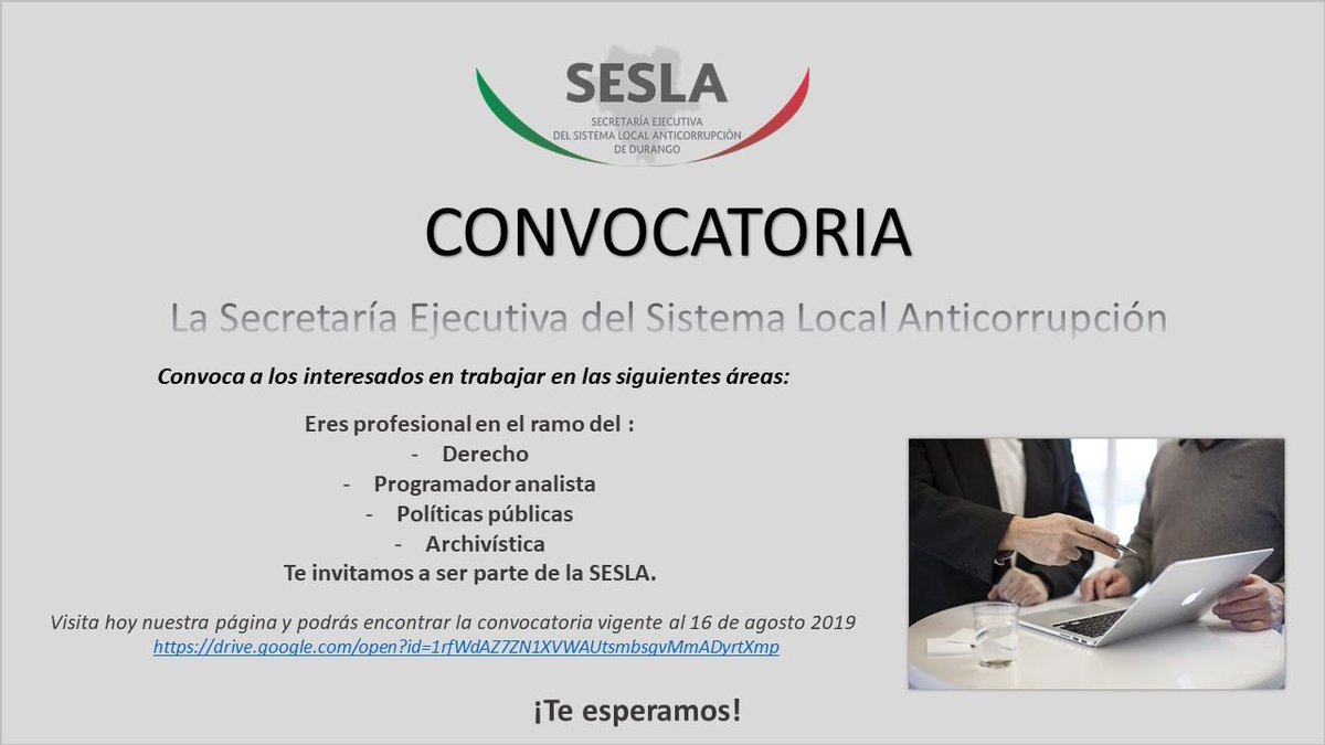 Aún está abierta la convocatoria para los interesados en colaborar en las siguientes áreas, por favor consultar las bases en la convocatoria drive.google.com/open?id=1rfWdA…