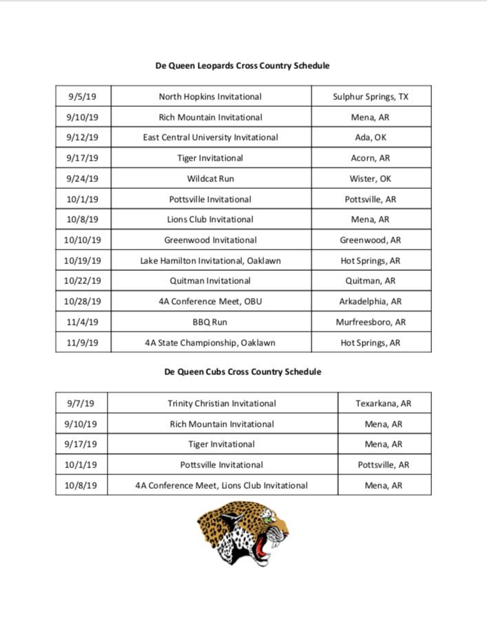 DeQueenXC_Track's tweet photo. 2019 XC Schedule https://t.co/3PVTf3OKxA
