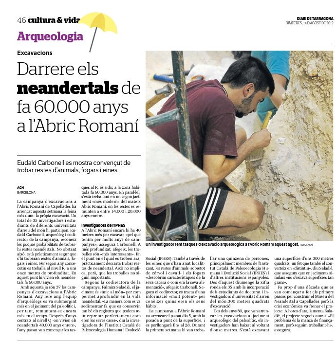 NEAN_Capellades's tweet photo. #AbricRomani2019 @AjdeCapellades @iphes https://t.co/518AYweSEE