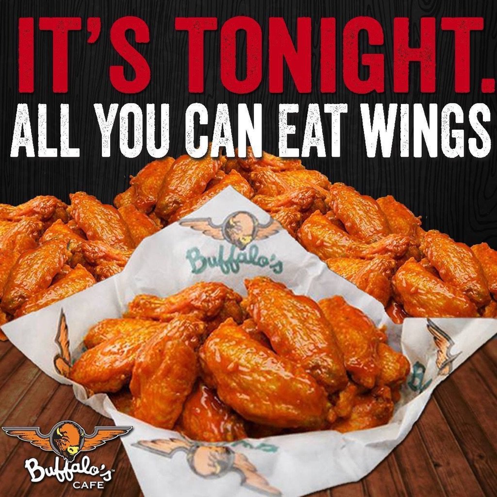 BuffalosRome's tweet photo. Come on in and feast!!! 😋
Promos begins at 5pm. 
See you at Buffs!!! https://t.co/SIEd7NtAVz
